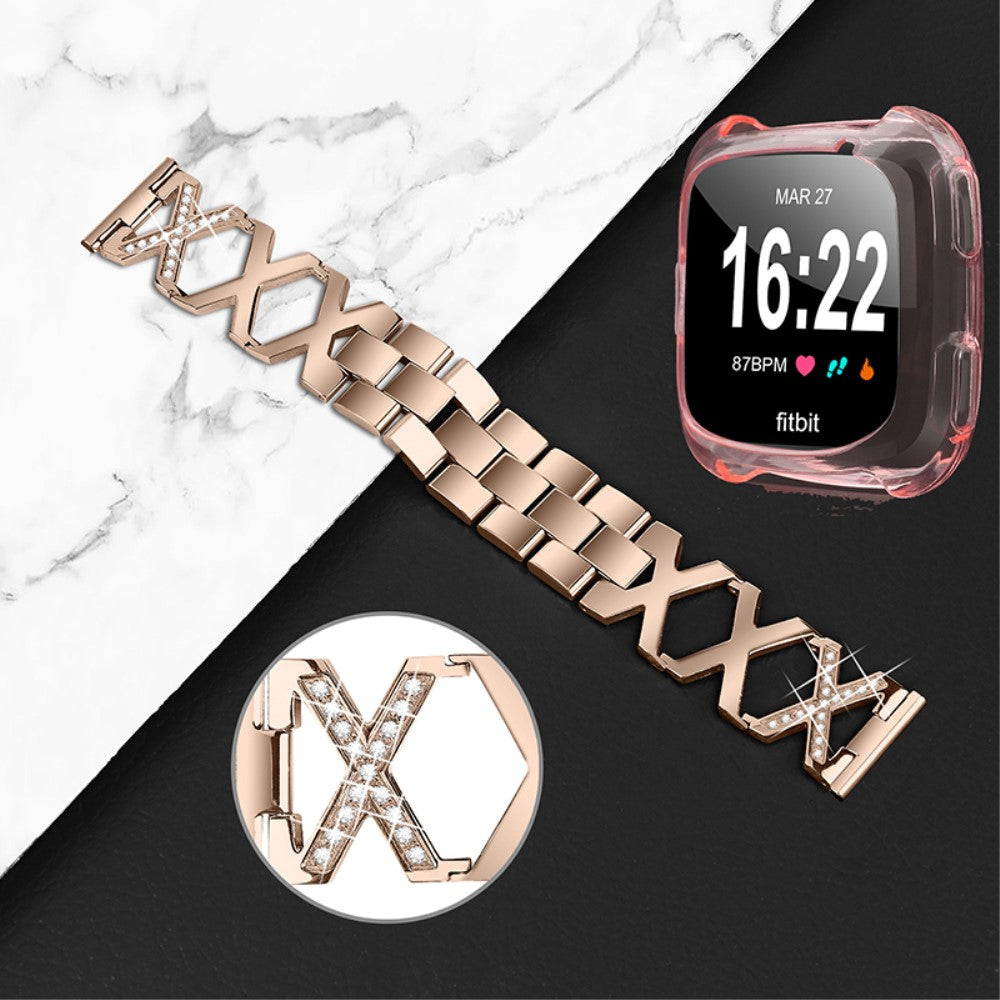Metal Rem med Cover passer til Fitbit Smartwatch