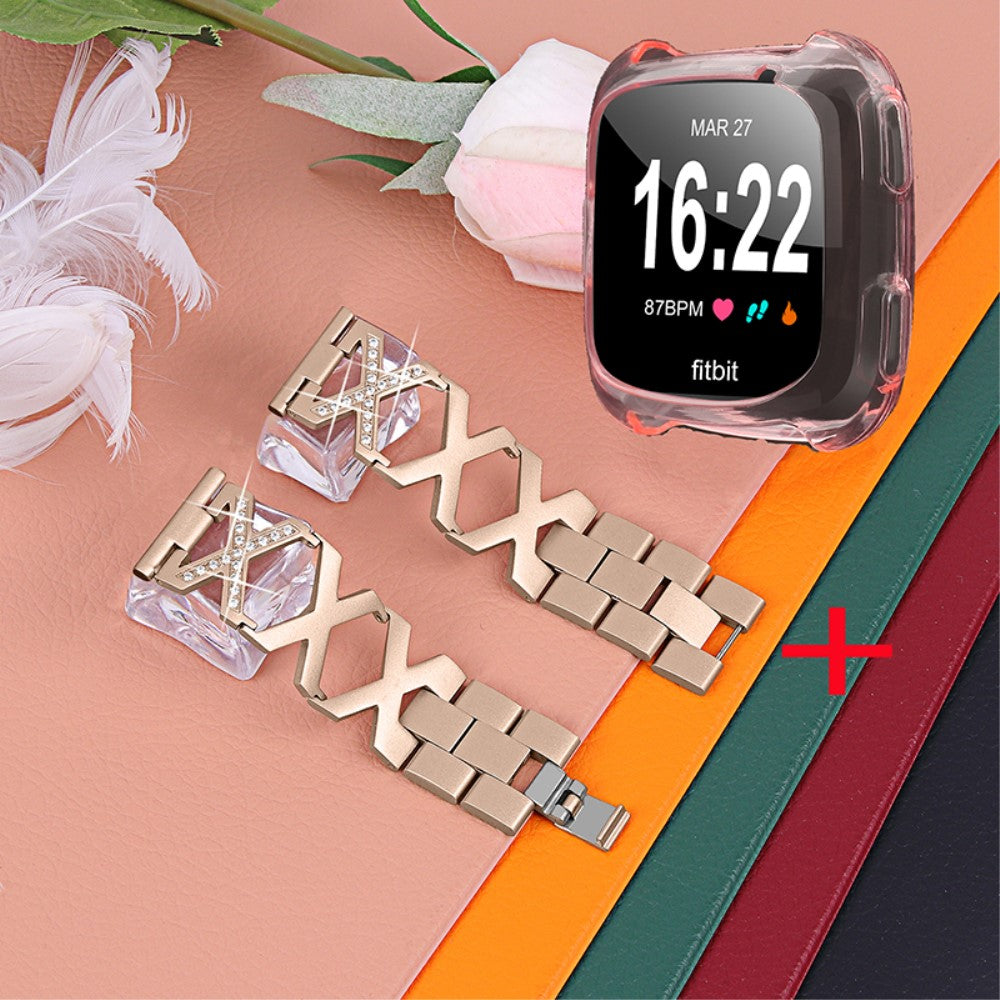 Metal Rem med Cover passer til Fitbit Smartwatch