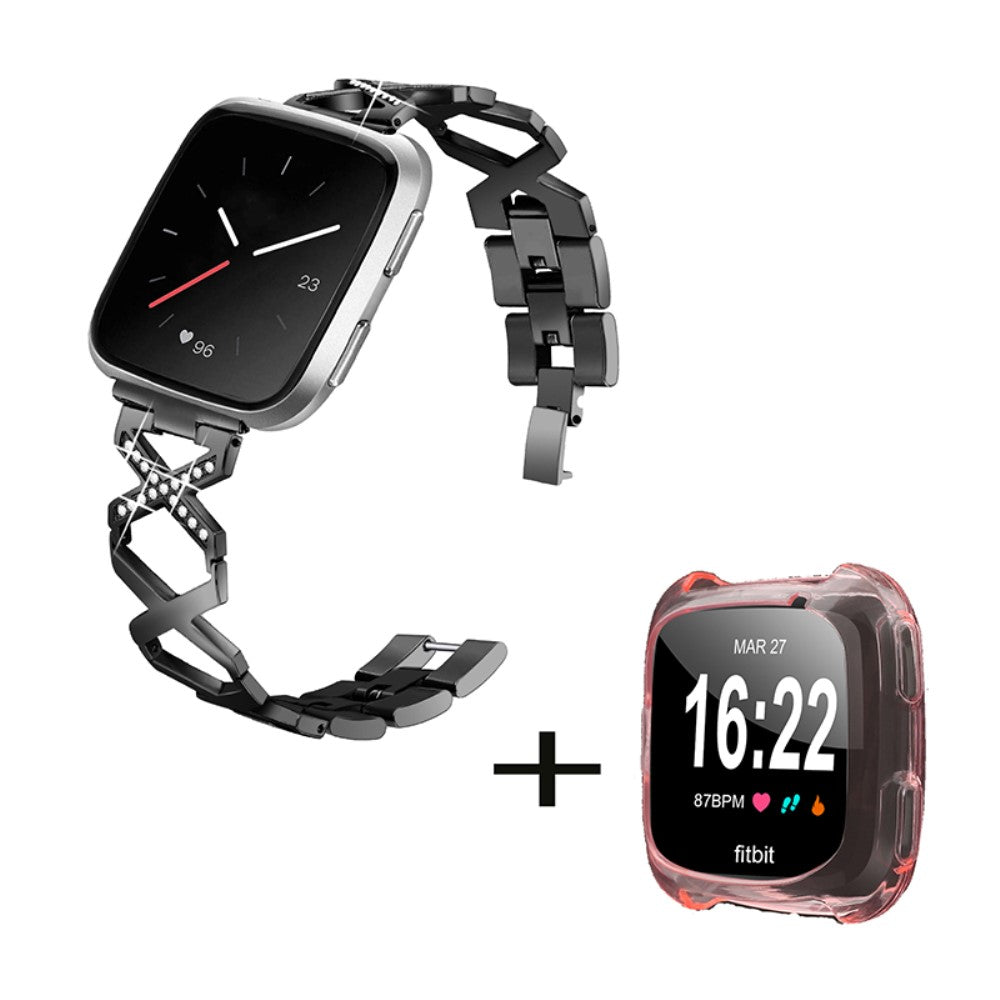 Metal Rem med Cover passer til Fitbit Smartwatch