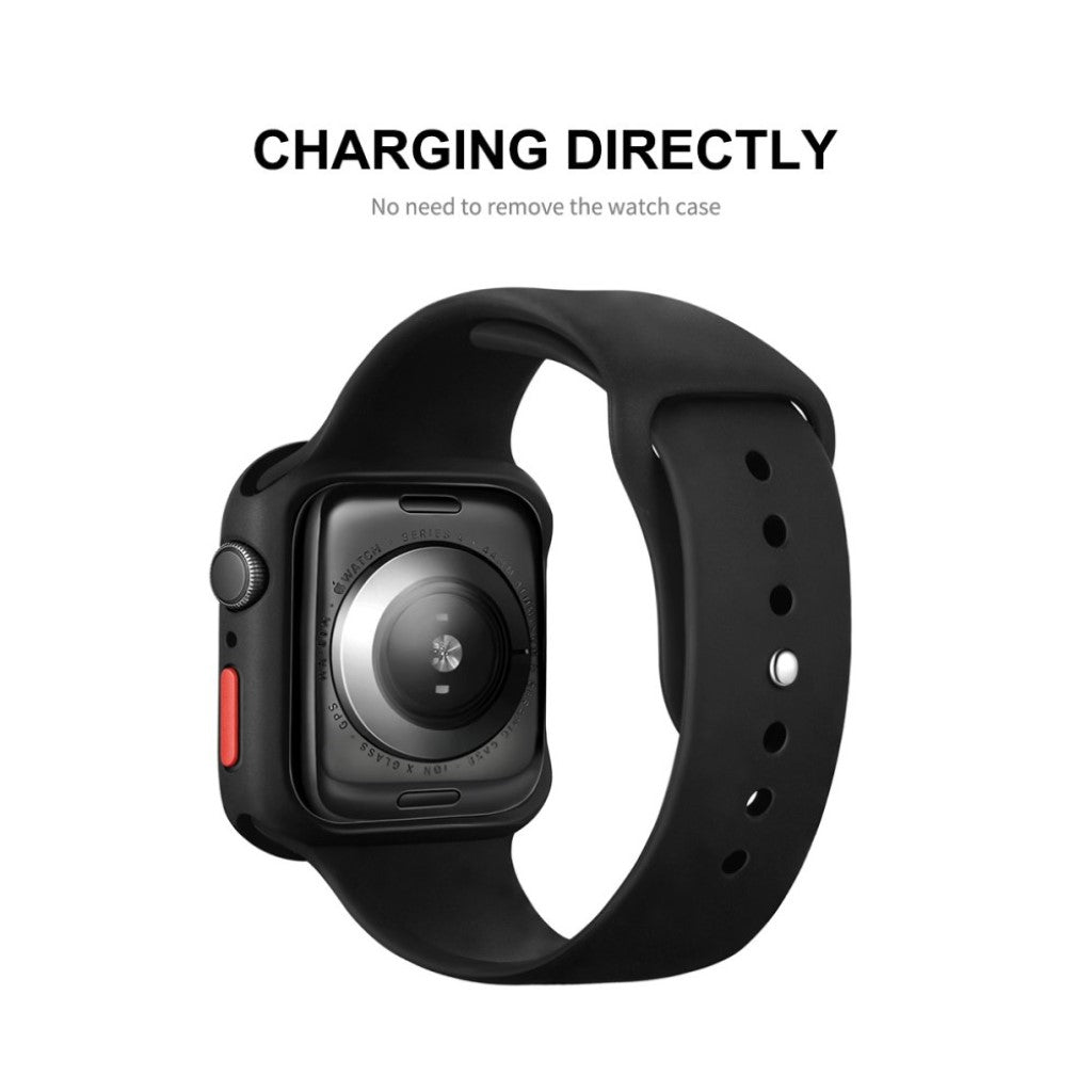 Rigtigt Fed Universal Cover med Skærmbeskytter i Silikone og Hærdet Glas passer til Apple Watch Series 6 40mm / Apple Watch Series 5 40mm