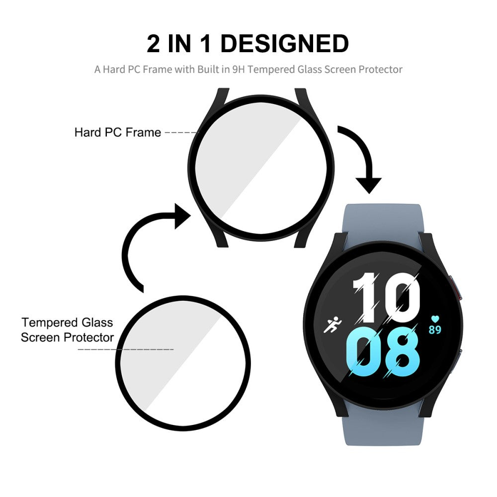 Super Godt Cover med Skærmbeskytter i Plastik og Hærdet Glas passer til Huawei Watch 5