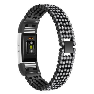 Superflot Metal Og Rhinsten Rem passer til Fitbit Charge 2