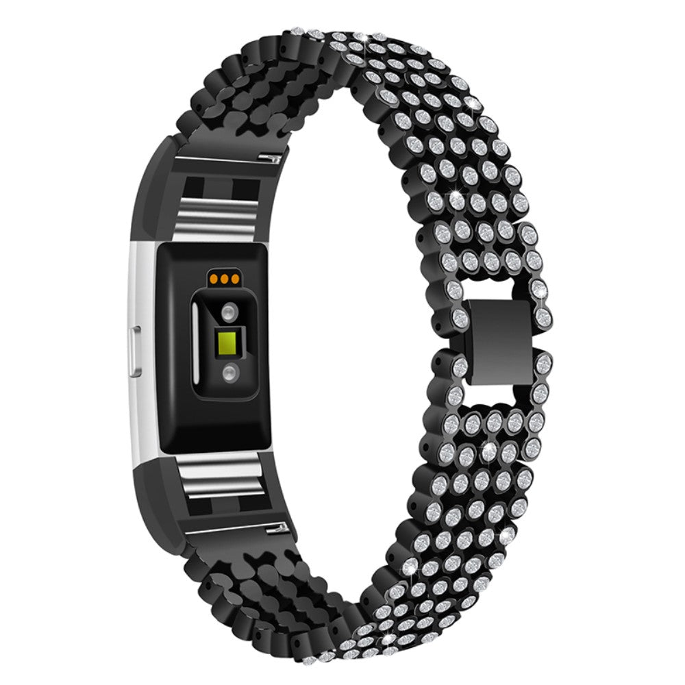 Superflot Metal Og Rhinsten Rem passer til Fitbit Charge 2