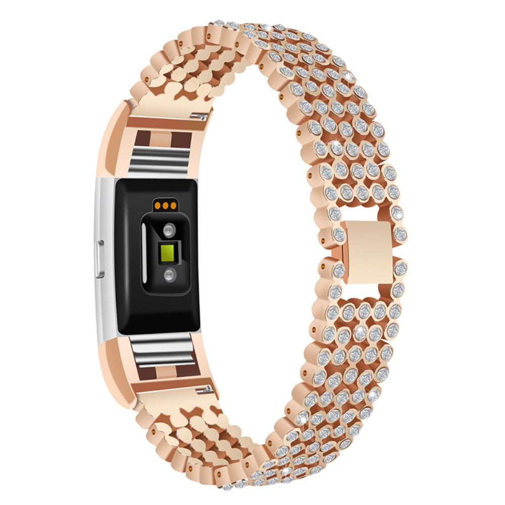 Superflot Metal Og Rhinsten Rem passer til Fitbit Charge 2