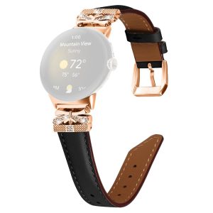 Vildt Fint Ægte Læder Og Rhinsten Rem passer til Google Pixel Watch
