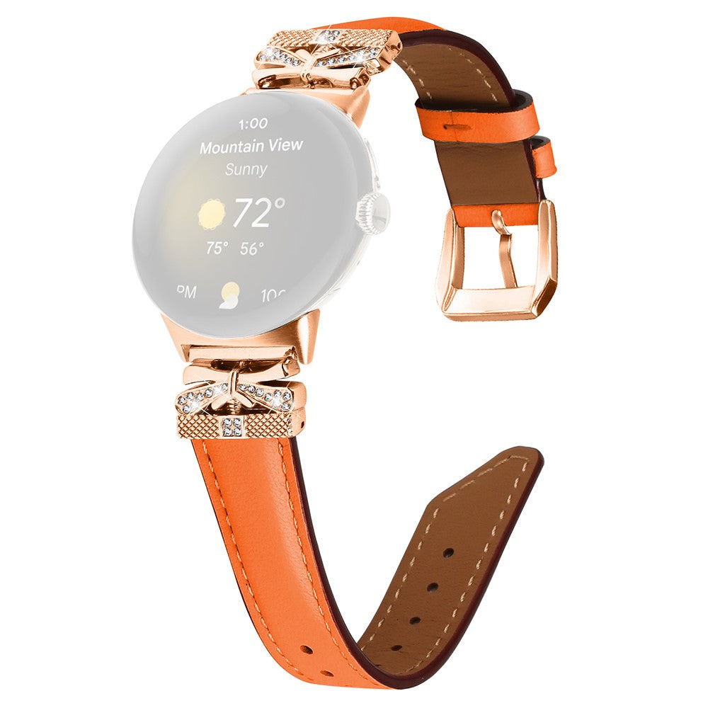 Vildt Fint Ægte Læder Og Rhinsten Rem passer til Google Pixel Watch