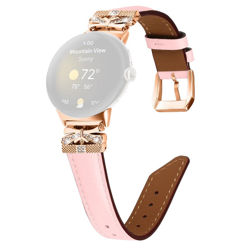 Vildt Fint Ægte Læder Og Rhinsten Rem passer til Google Pixel Watch