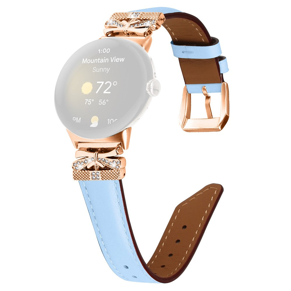Vildt Fint Ægte Læder Og Rhinsten Rem passer til Google Pixel Watch