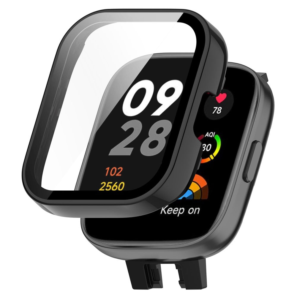 Vildt Godt Cover med Skærmbeskytter i Plastik og Hærdet Glas passer til Xiaomi Redmi Band 3