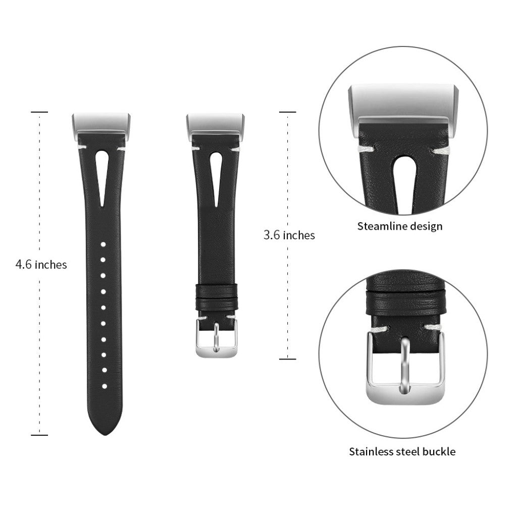 Vildt Godt Ægte Læder Rem passer til Fitbit Charge 3 Levere