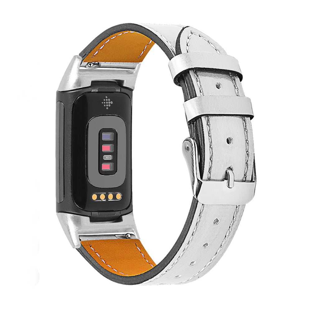 Solid Ægte Læder Rem passer til Fitbit Charge 5 Mode