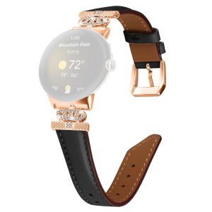 Ægte Læder Og Rhinsten Universal Rem passer til Google Pixel Watch 2 / Google Pixel Watch