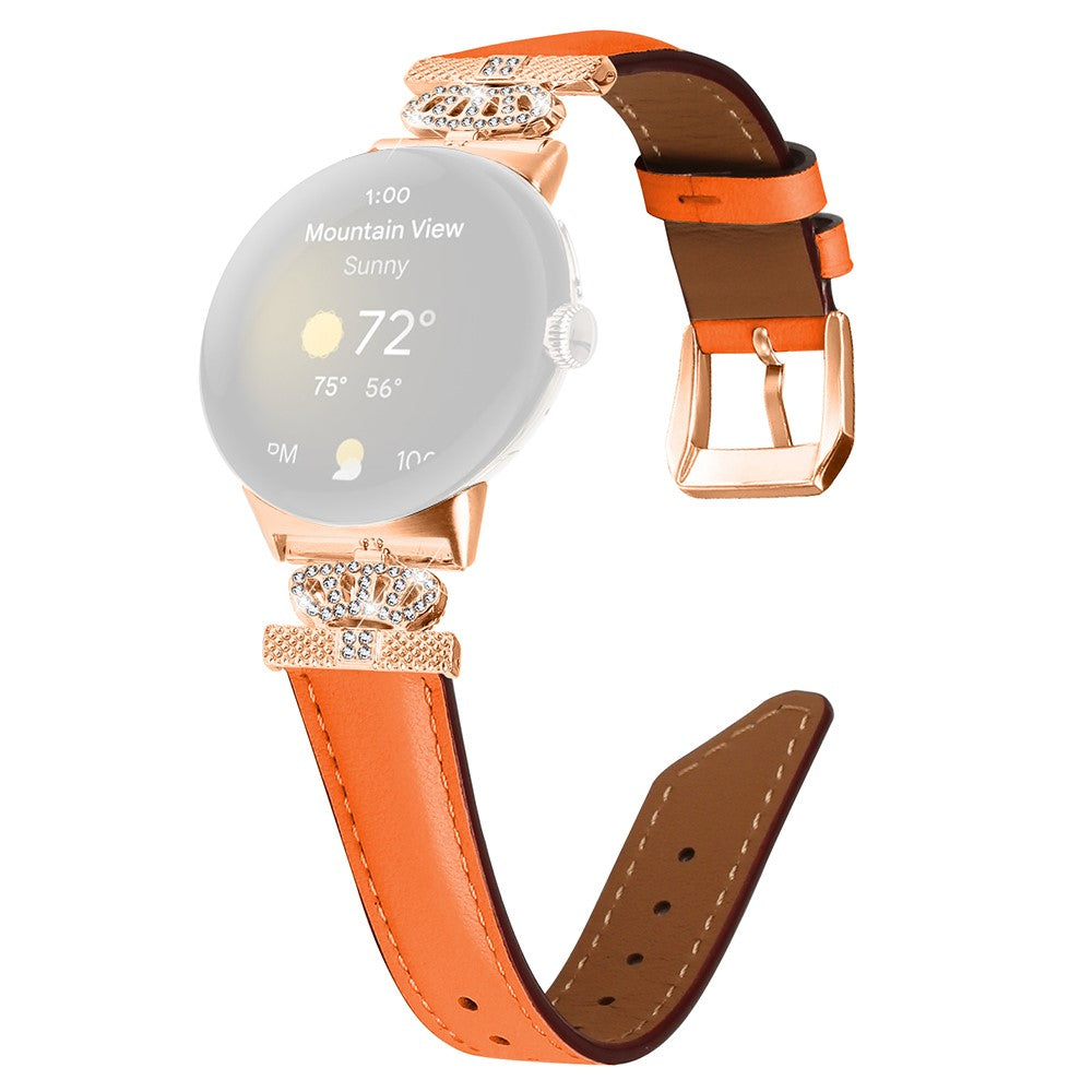 Ægte Læder Og Rhinsten Universal Rem passer til Google Pixel Watch 2 / Google Pixel Watch
