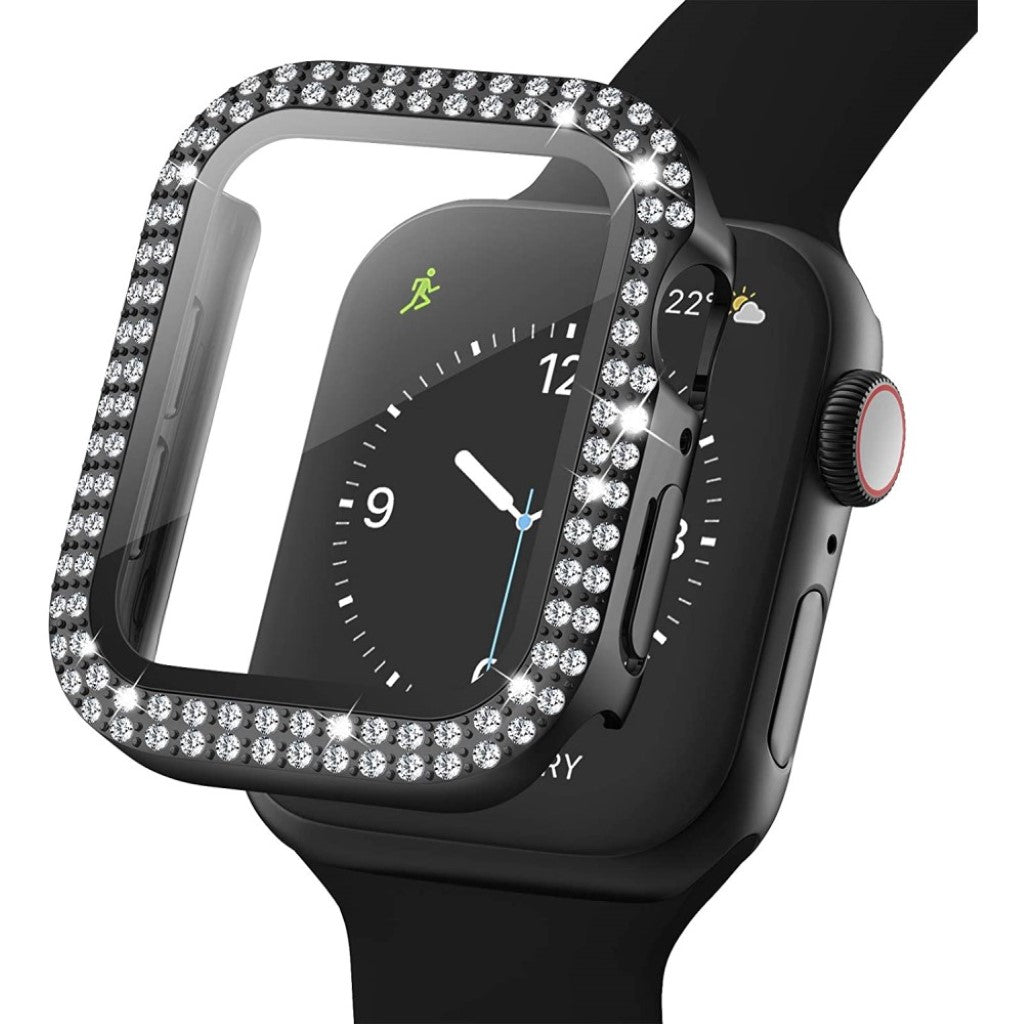 Rigtigt Fed Universal Cover med Skærmbeskytter i Plastik, Rhinsten og Hærdet Glas passer til Apple Smartwatch