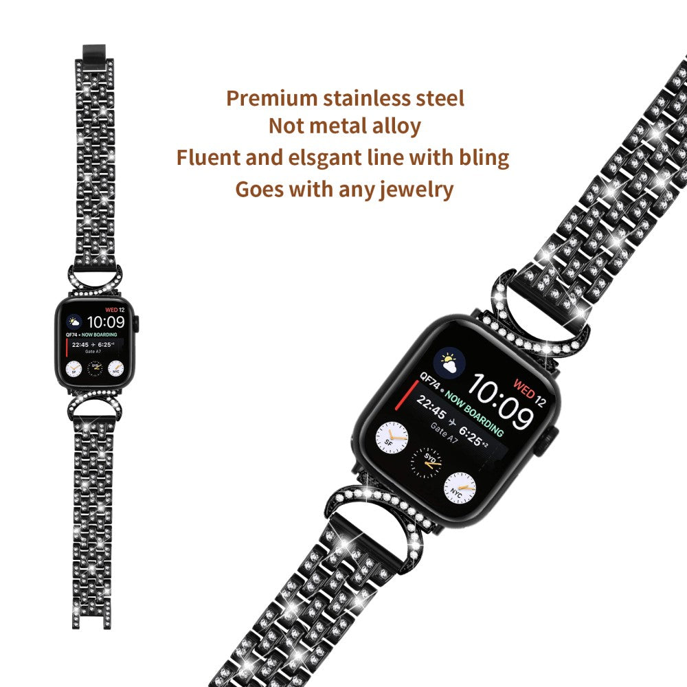 Solid Metal Og Rhinsten Universal Rem passer til Apple Smartwatch Mode