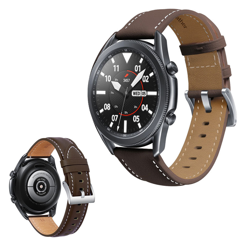 Vildt Hårdfør Ægte Læder Rem passer til Samsung Galaxy Watch 3 (45mm)