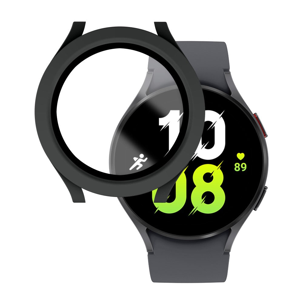 Mega Flot Universal Cover med Skærmbeskytter i Plastik og Hærdet Glas passer til Samsung Galaxy Watch 5 (44mm) / Samsung Galaxy Watch 4 (44mm)