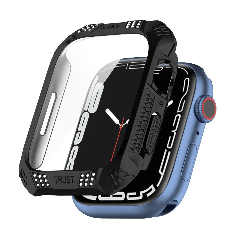 Rigtigt Godt Cover med Skærmbeskytter i Rhinsten og Hærdet Glas passer til Apple Watch Series 7 45mm