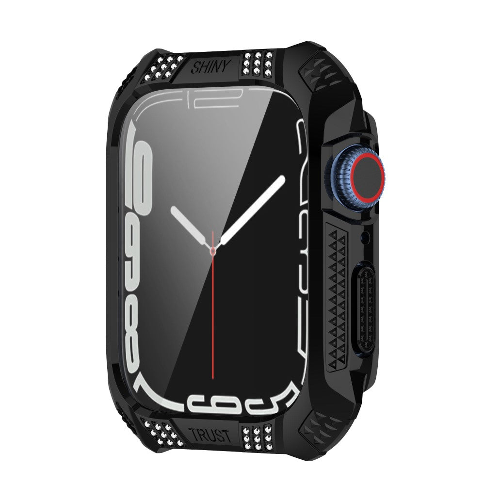 Rigtigt Godt Cover med Skærmbeskytter i Rhinsten og Hærdet Glas passer til Apple Watch Series 7 45mm