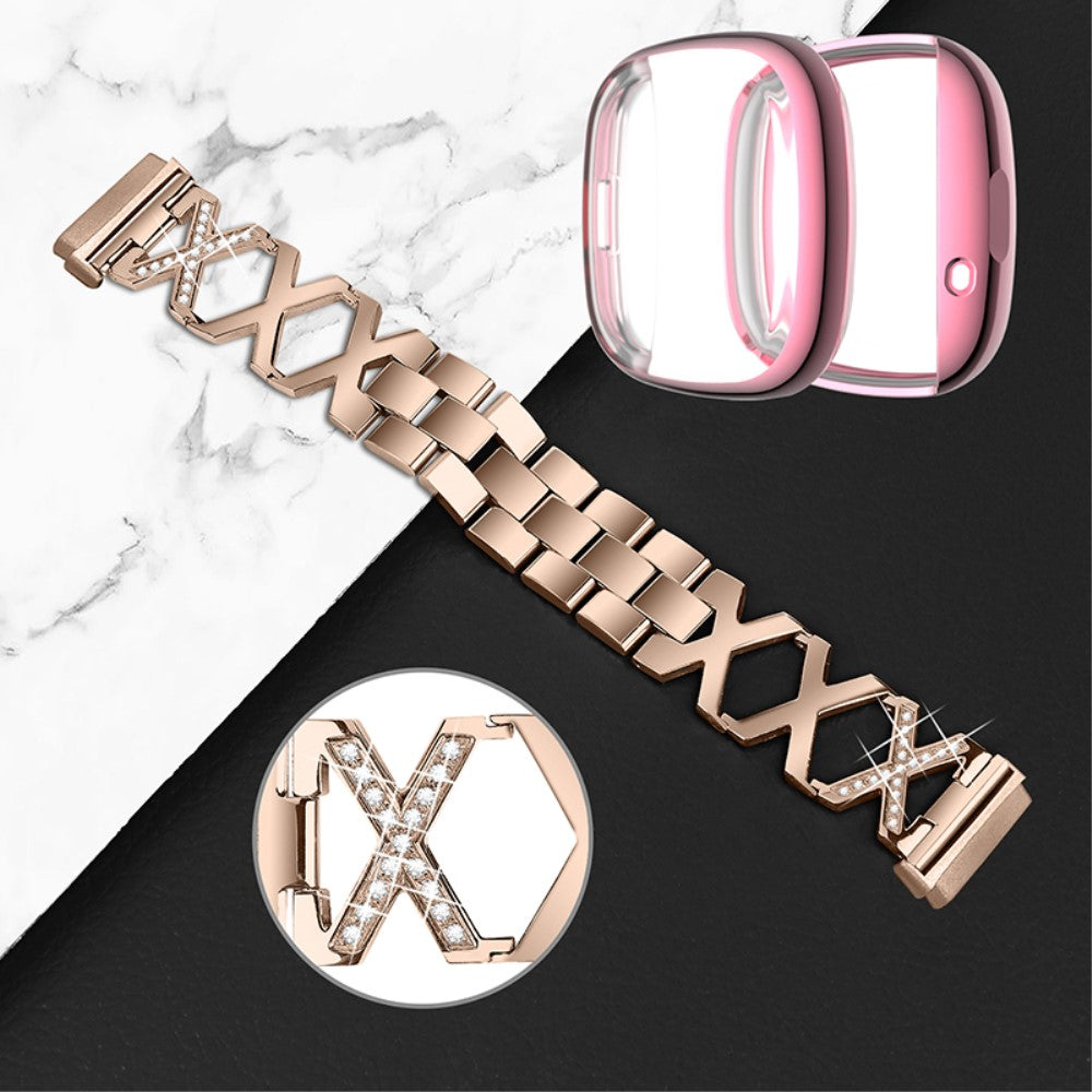 Metal Rem med Cover passer til Fitbit Sense 1 / Fitbit Versa 3