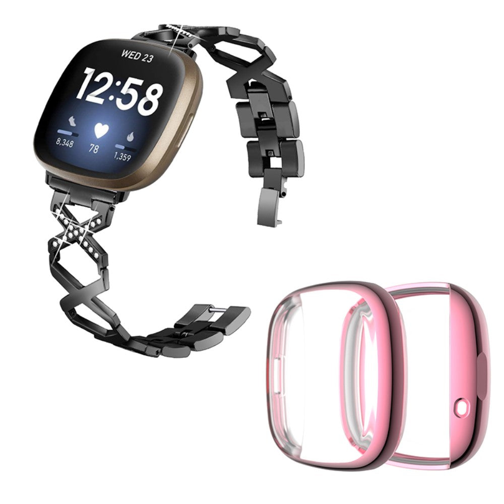 Metal Rem med Cover passer til Fitbit Sense 1 / Fitbit Versa 3