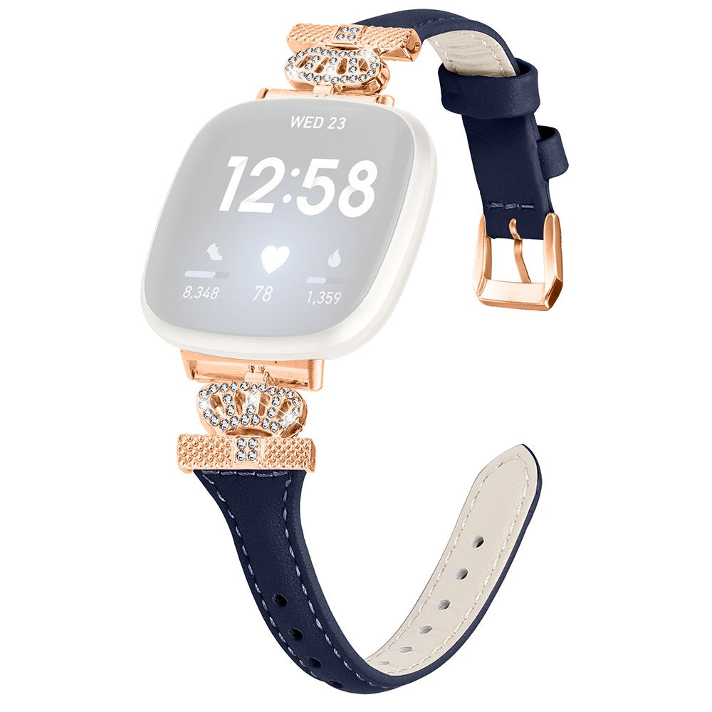 Cool Kunstlæder Og Rhinsten Universal Rem passer til Fitbit Smartwatch