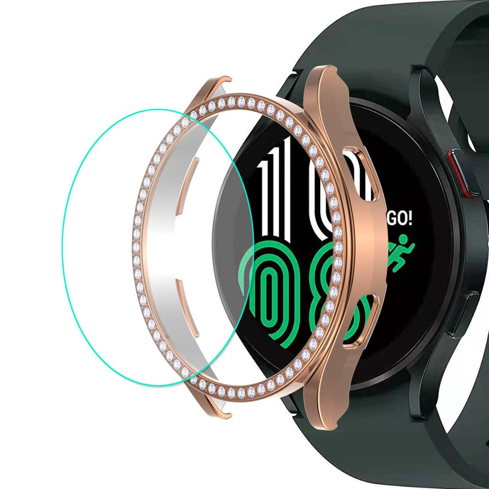 Meget Flot Cover med Skærmbeskytter i Rhinsten og Hærdet Glas passer til Samsung Galaxy Watch 4 (40mm)
