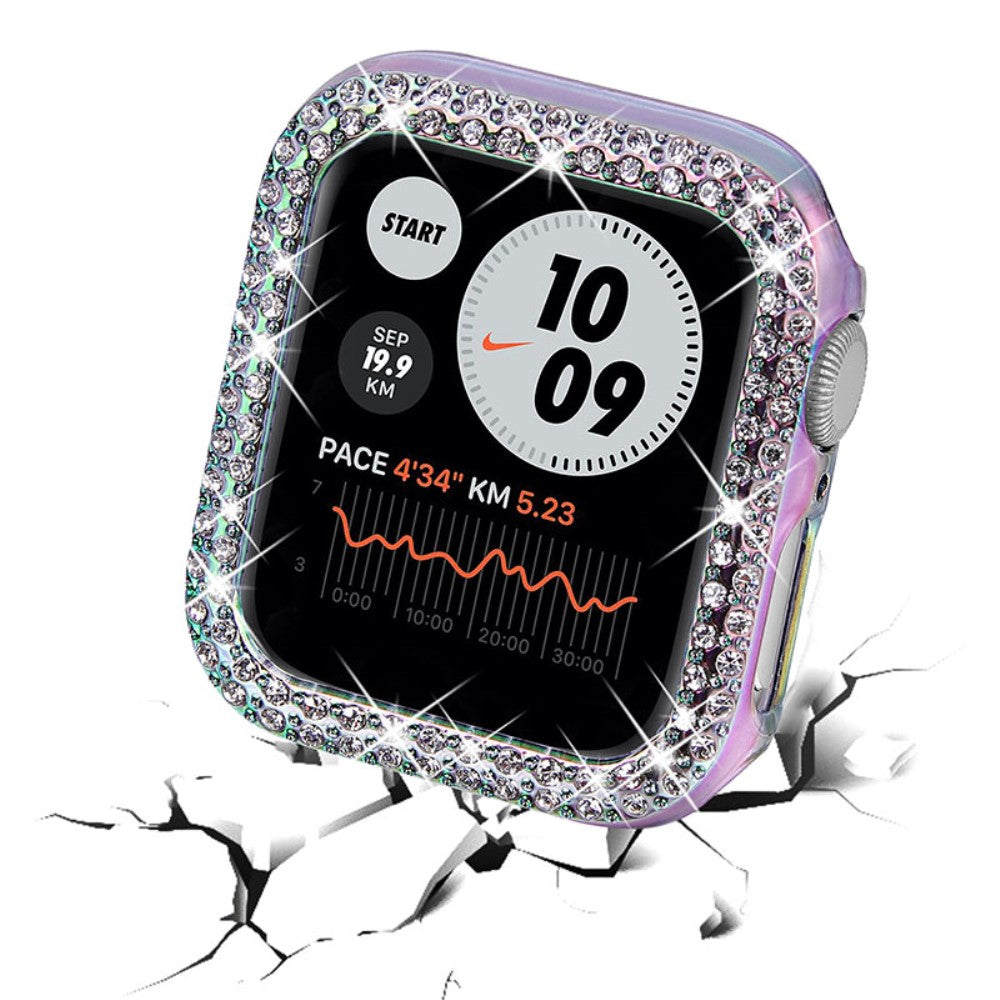 Beskyttende Plastik og Rhinsten Bumper passer til Apple Watch Series 7 45mm