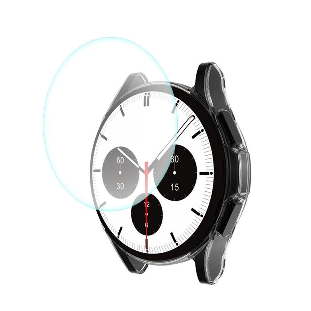 Alle Tiders Cover med Skærmbeskytter i Silikone og Hærdet Glas passer til Samsung Galaxy Watch 4 Classic (46mm)