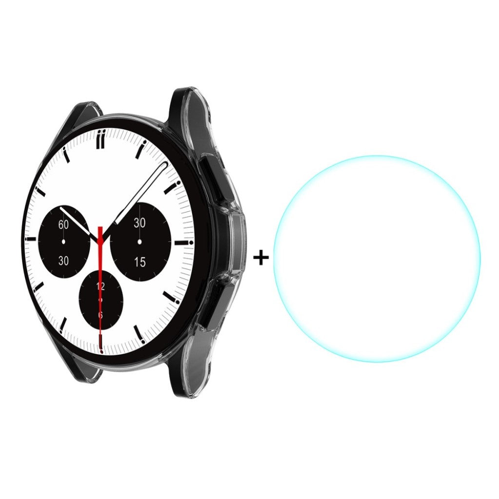 Alle Tiders Cover med Skærmbeskytter i Silikone og Hærdet Glas passer til Samsung Galaxy Watch 4 Classic (46mm)