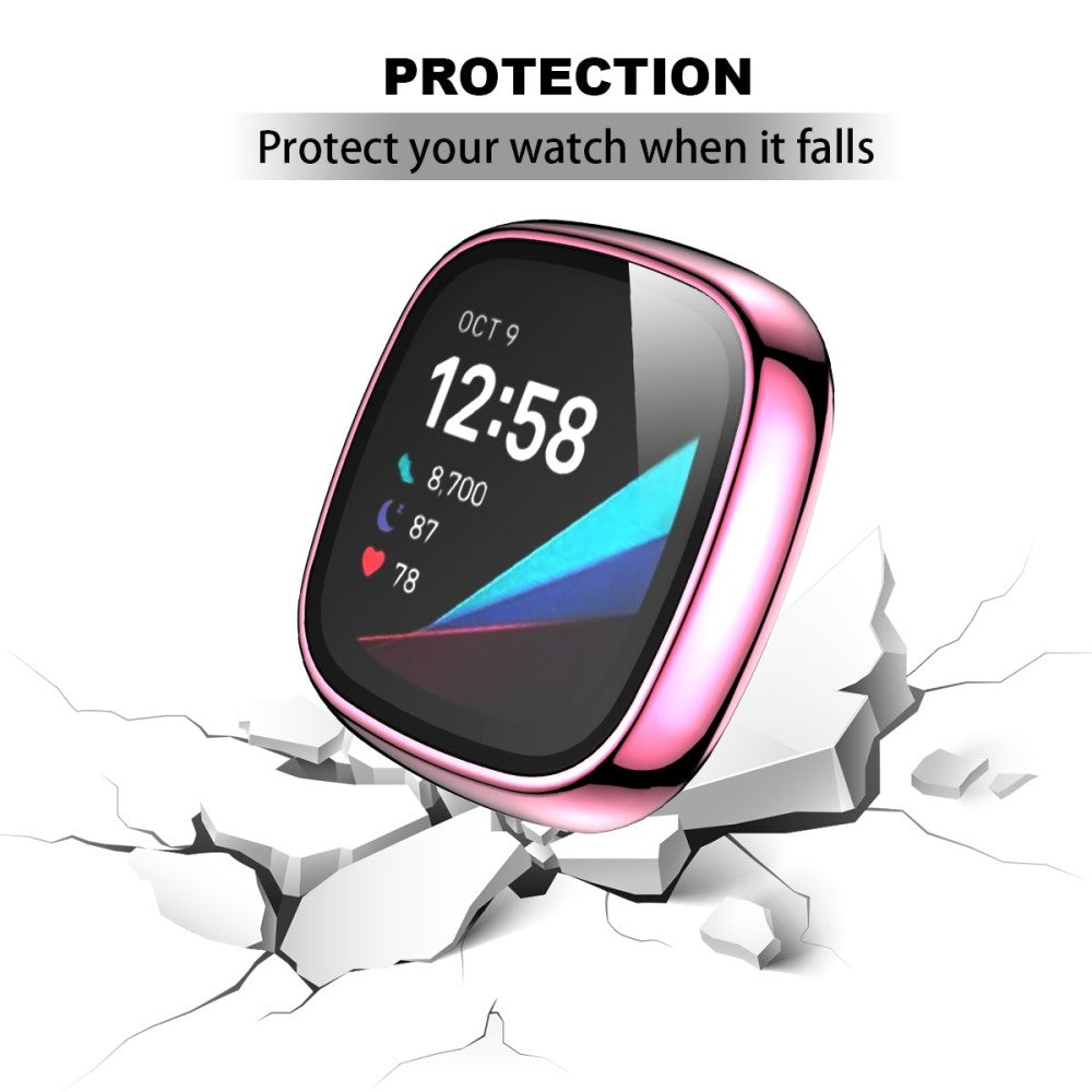Rigtigt Flot Universal Cover med Skærmbeskytter i Plastik og Hærdet Glas passer til Fitbit Sense 1 / Fitbit Versa 3