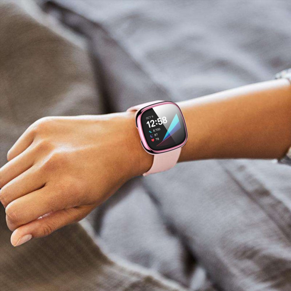 Rigtigt Flot Universal Cover med Skærmbeskytter i Plastik og Hærdet Glas passer til Fitbit Sense 1 / Fitbit Versa 3