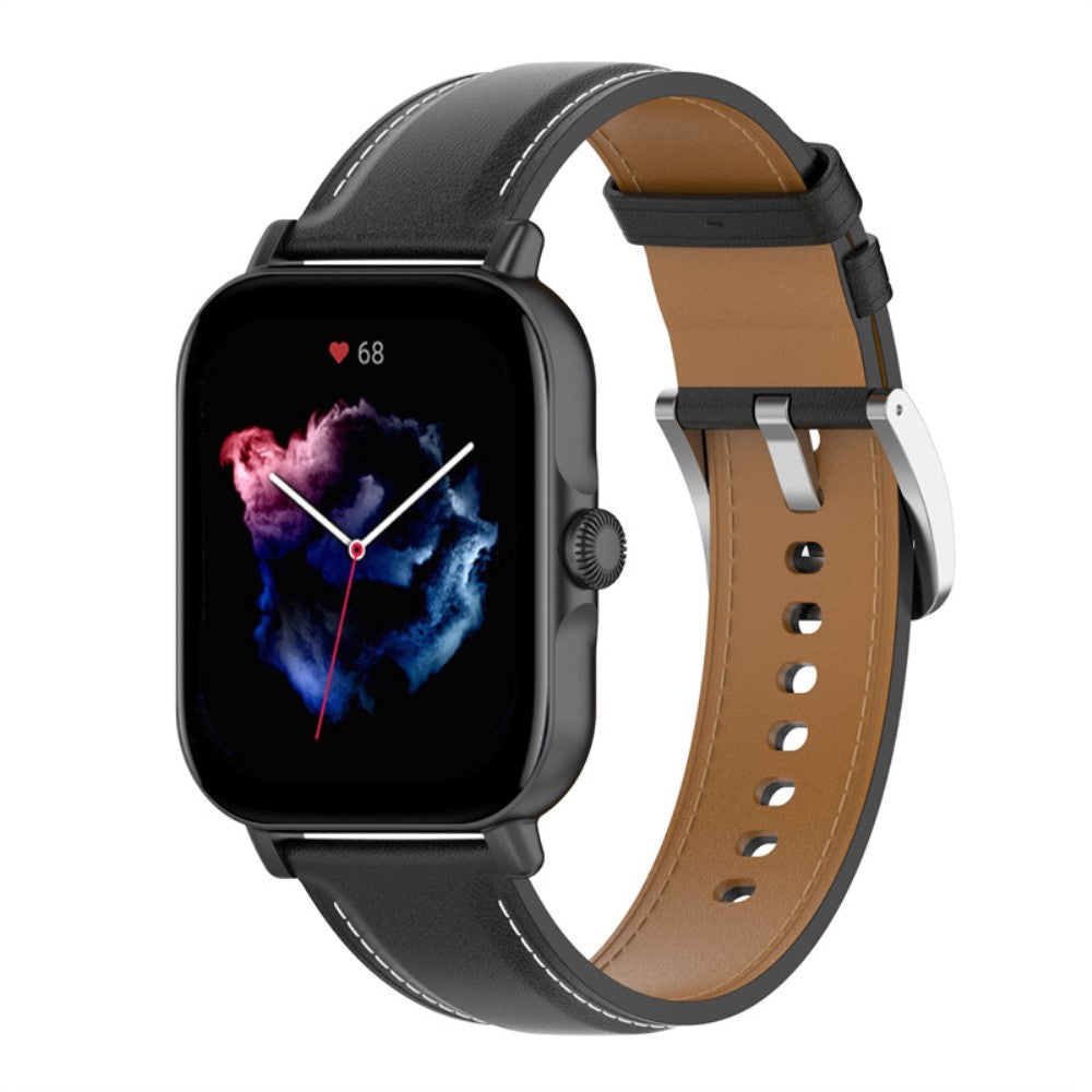 Cool Ægte Læder Universal Rem passer til Amazfit GTS 3 / Amazfit Bip U