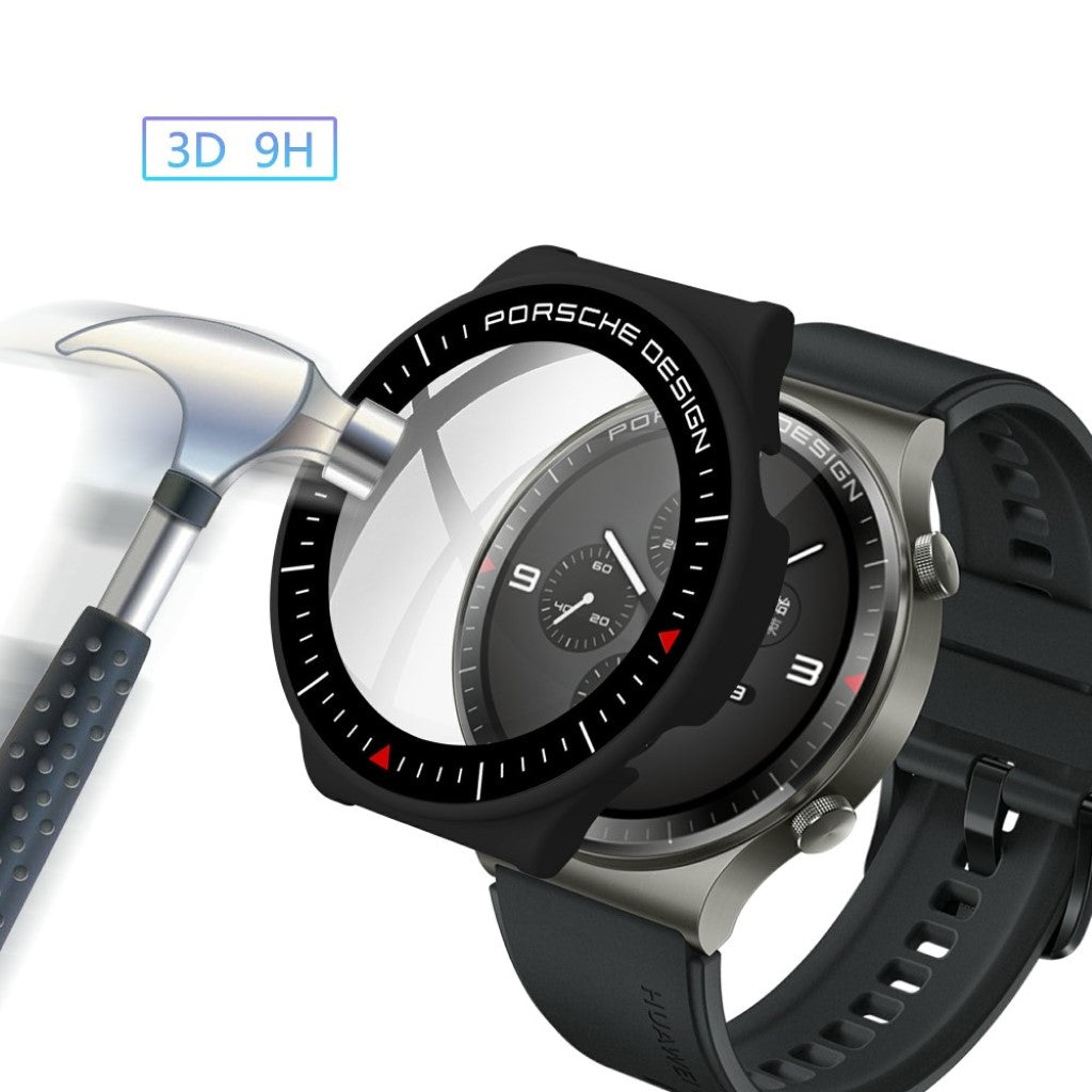 Super Fint Cover med Skærmbeskytter i Plastik og Hærdet Glas passer til Huawei Watch GT 2 Pro (Porsche Design)