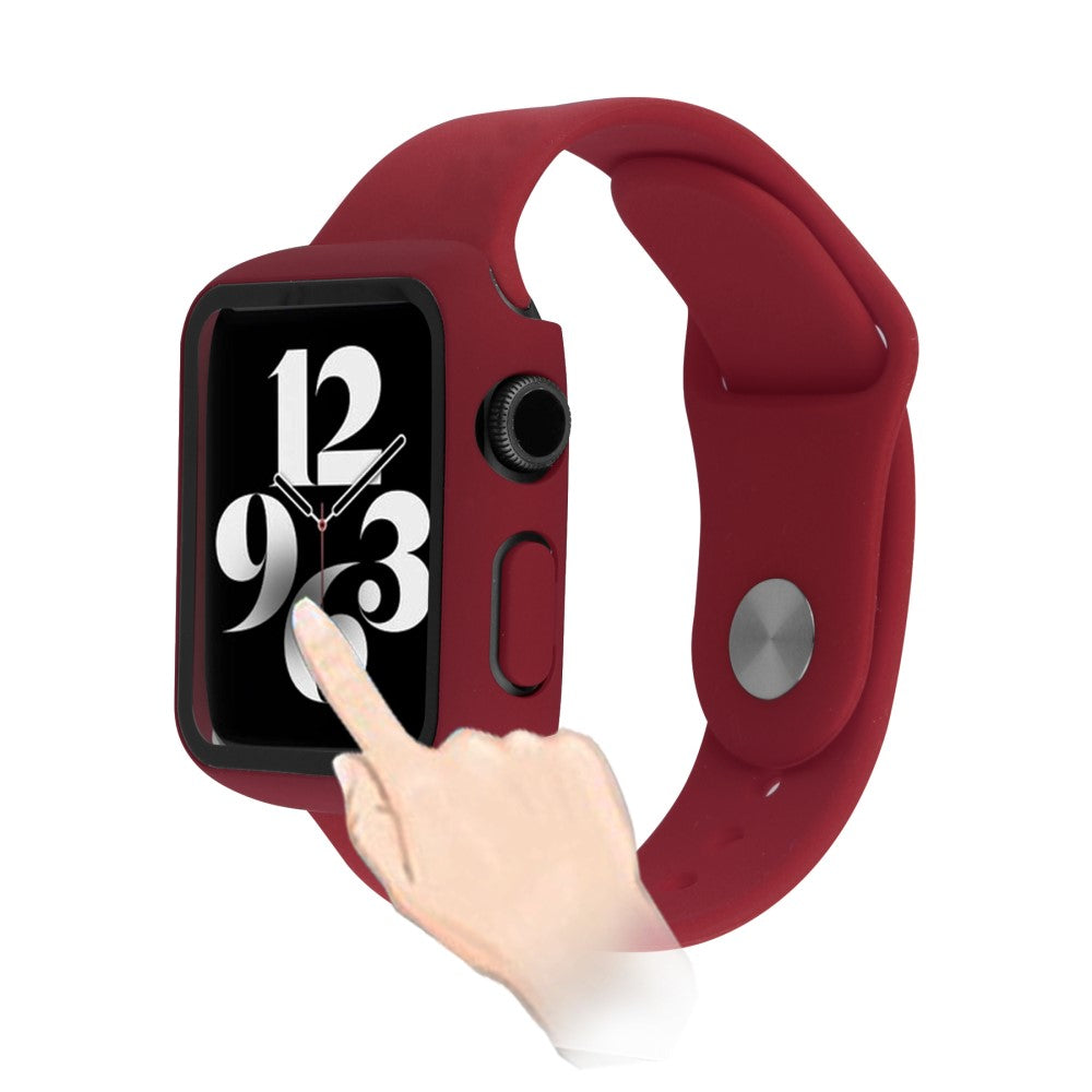 Silikone Cover med Rem og Hærdet Glas passer til Apple Watch Series 7 41mm