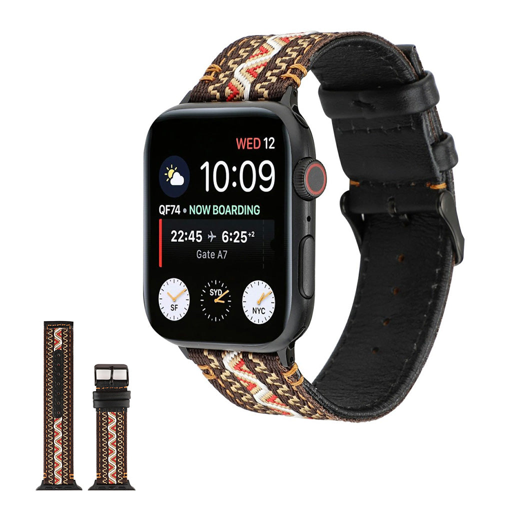 Eminent Ægte Læder Og Nylon Universal Rem passer til Apple Smartwatch Udsalg