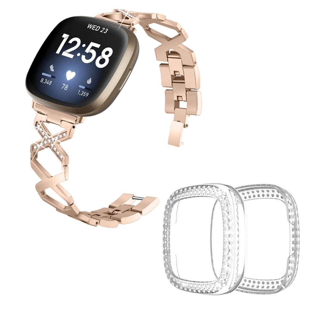 Metal Rem med Cover passer til Fitbit Sense 1 / Fitbit Versa 3
