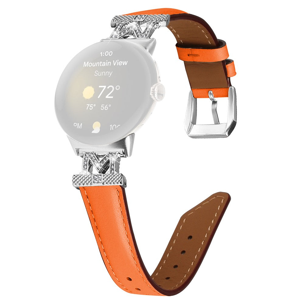 Ægte Læder Og Rhinsten Universal Rem passer til Google Pixel Watch 2 / Google Pixel Watch