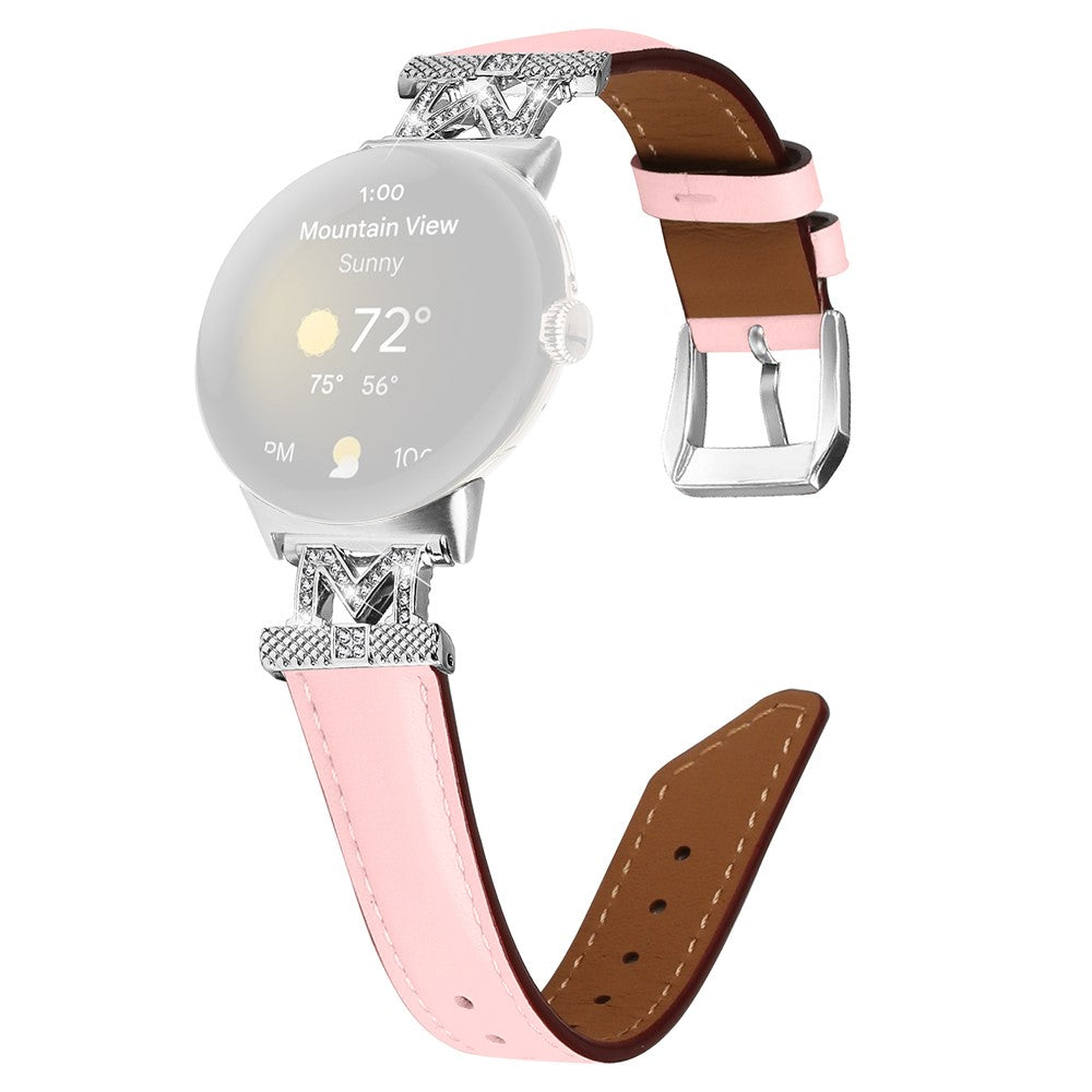 Ægte Læder Og Rhinsten Universal Rem passer til Google Pixel Watch 2 / Google Pixel Watch