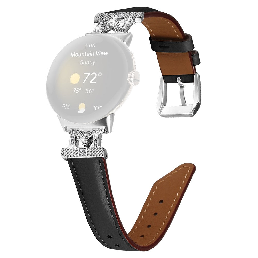 Ægte Læder Og Rhinsten Universal Rem passer til Google Pixel Watch 2 / Google Pixel Watch