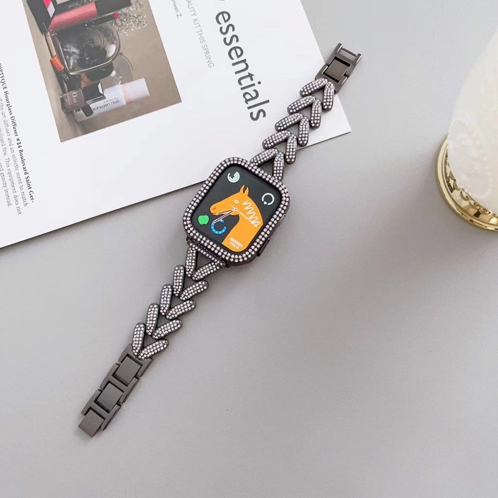 Vildt Fed Metal Og Rhinsten Universal Rem passer til Apple Smartwatch Udsalg