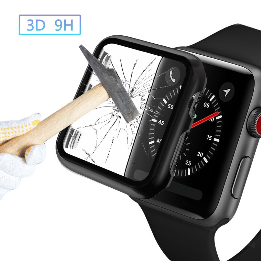 Fint Cover med Skærmbeskytter i Hærdet Glas passer til Apple Watch Series 1-3 42mm