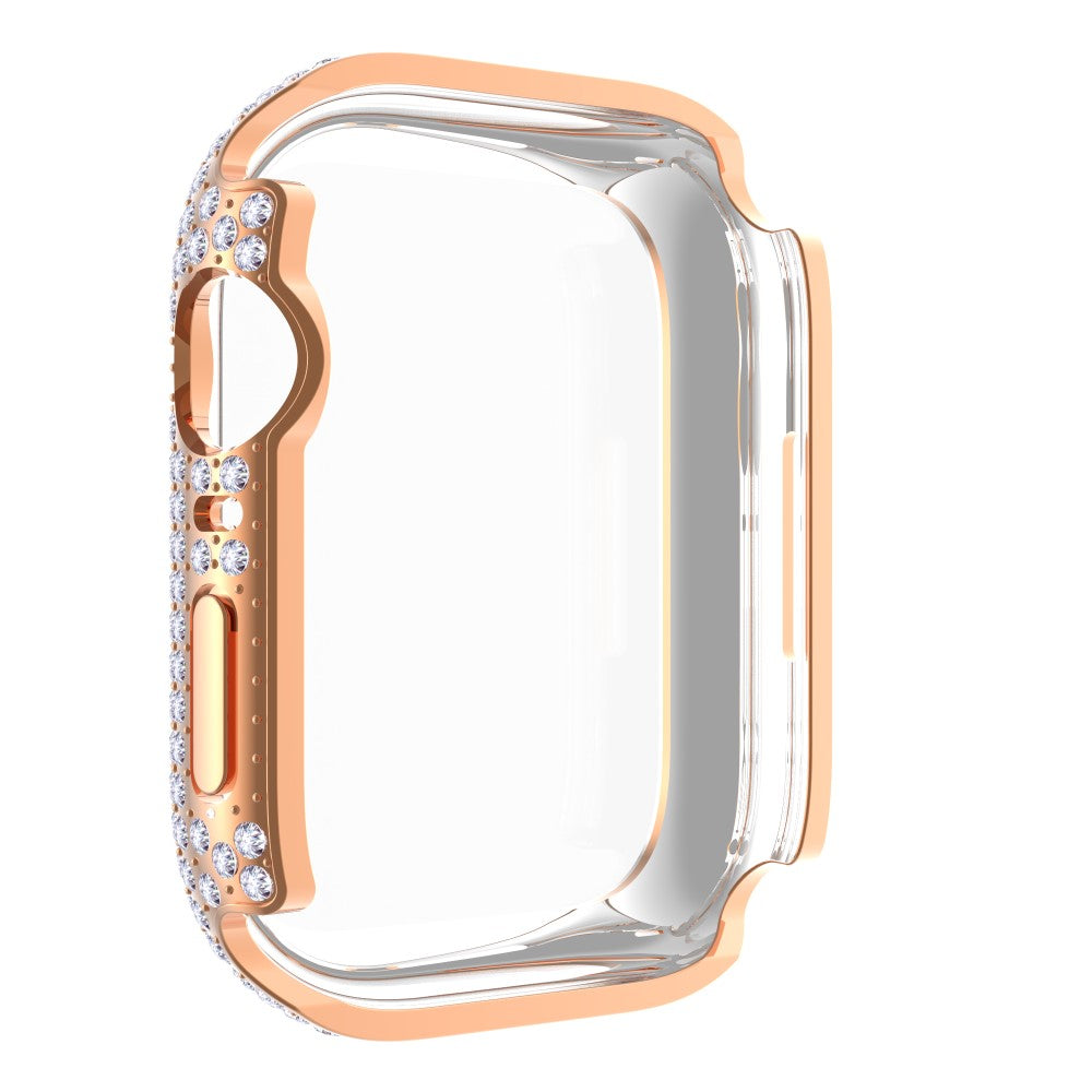 Meget Fed Cover med Skærmbeskytter i Plastik og Rhinsten passer til Apple Watch Series 7 45mm Online Hot Salg