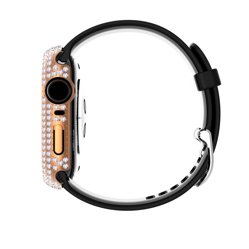 Meget Fed Cover med Skærmbeskytter i Plastik og Rhinsten passer til Apple Watch Series 7 45mm Online Hot Salg