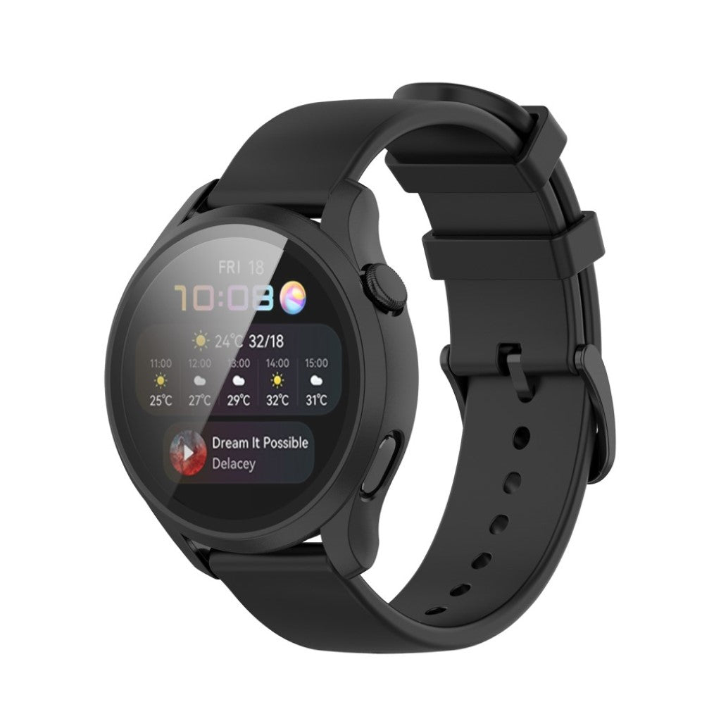 Rigtigt Godt Cover med Skærmbeskytter i Silikone og Hærdet Glas passer til Huawei Watch 3 Online