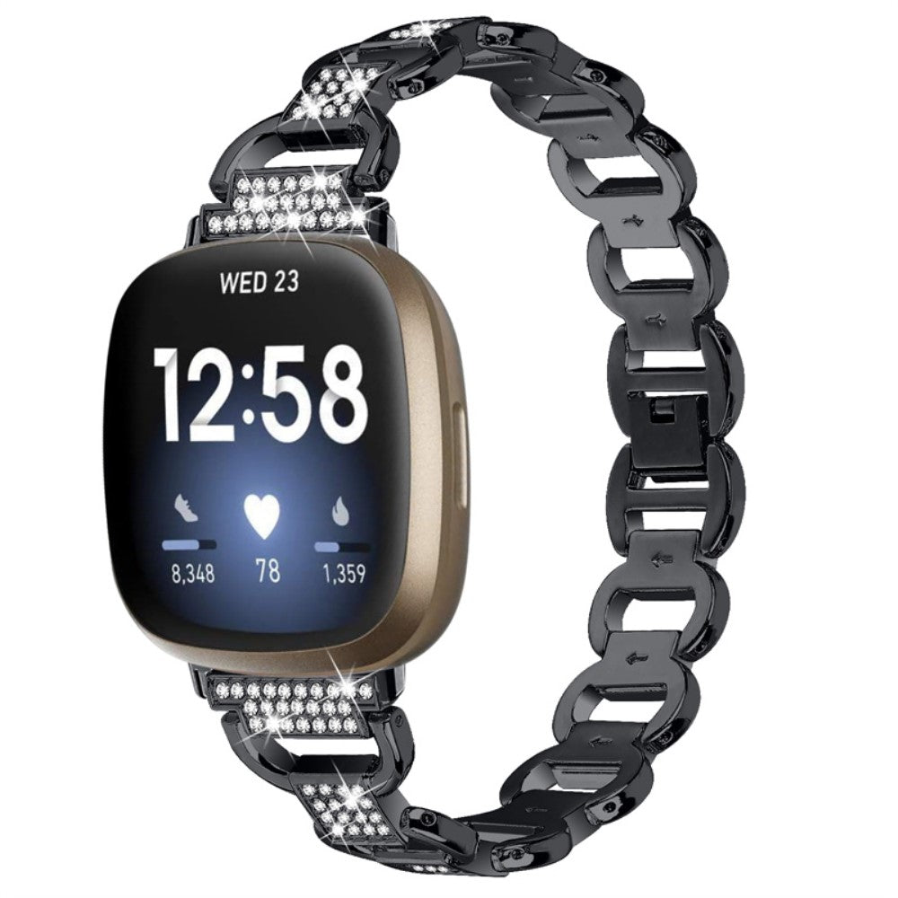 Superflot Metal Og Rhinsten Universal Rem passer til Fitbit Smartwatch