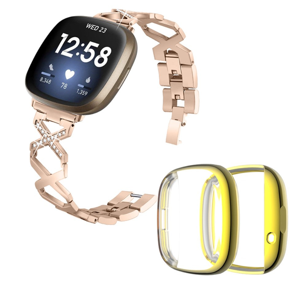 Metal Rem med Cover passer til Fitbit Sense 1 / Fitbit Versa 3