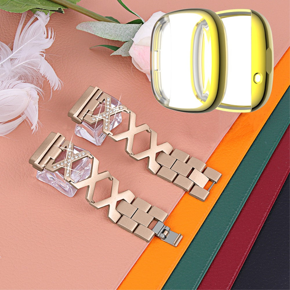 Metal Rem med Cover passer til Fitbit Sense 1 / Fitbit Versa 3