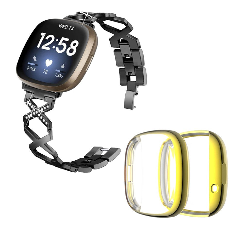 Metal Rem med Cover passer til Fitbit Sense 1 / Fitbit Versa 3
