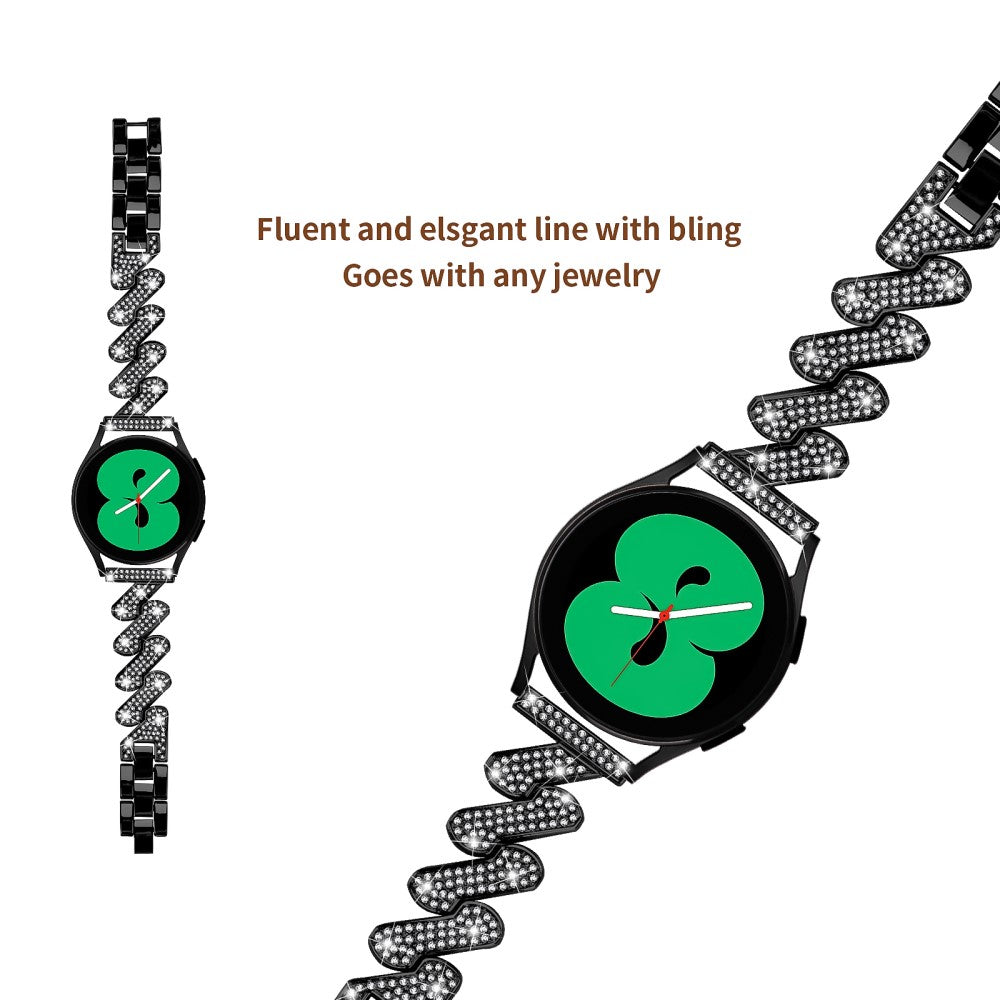 Rigtigt Flot Metal Og Rhinsten Universal Rem passer til Smartwatch